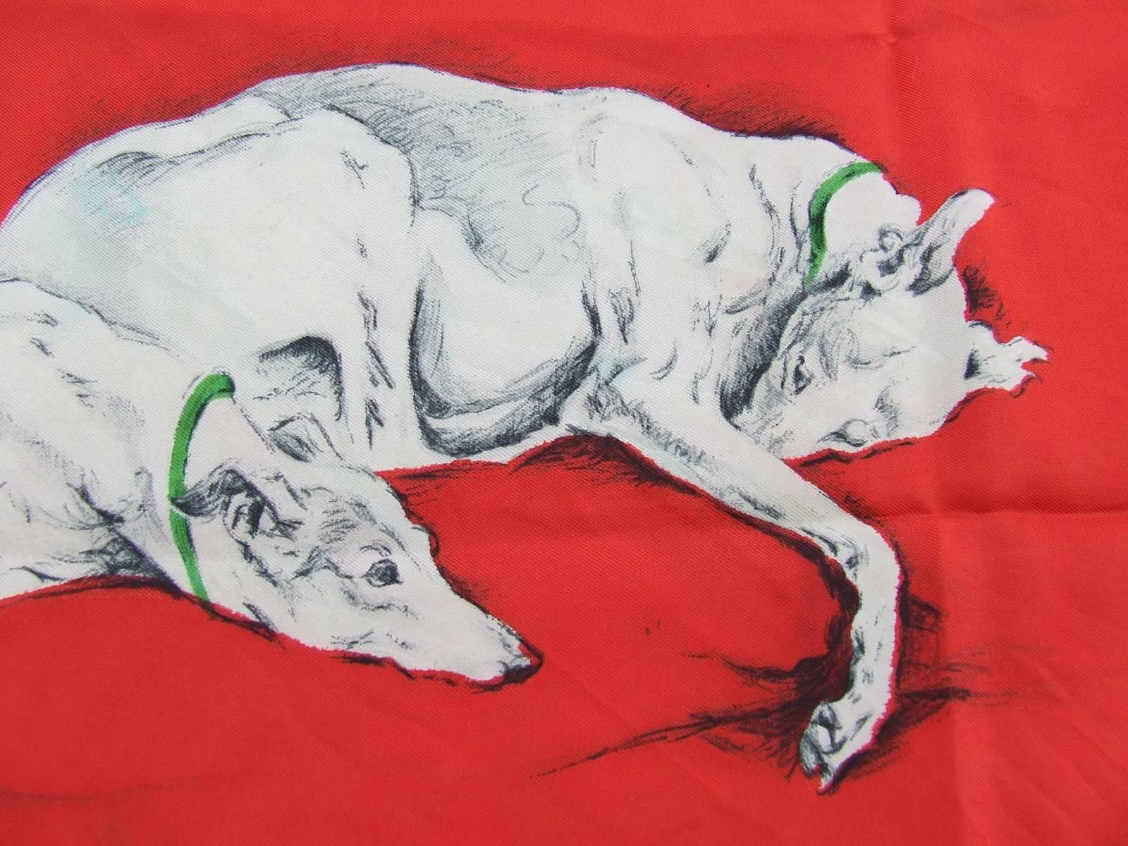 Hermes Silk Scarf Les Levriers Greyhounds De Poret 90 cm 1
