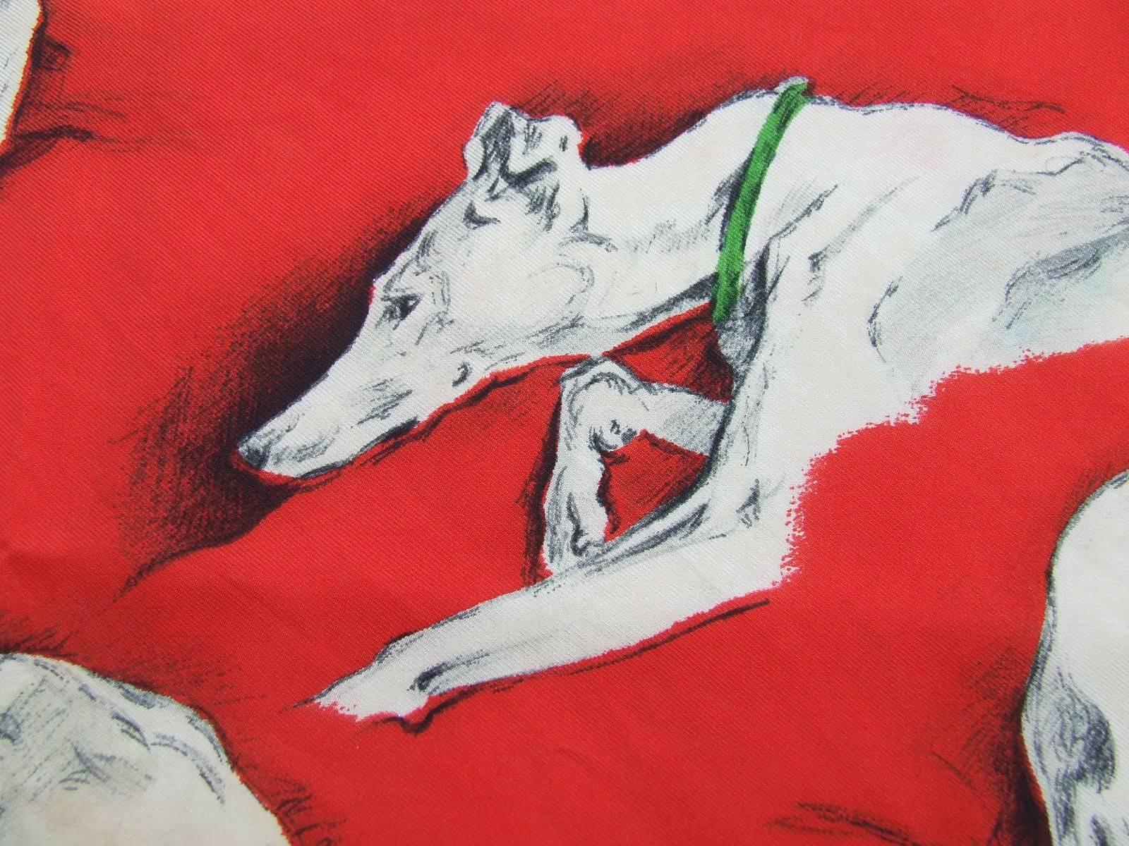 Hermes Silk Scarf Les Levriers Greyhounds De Poret 90 cm 2
