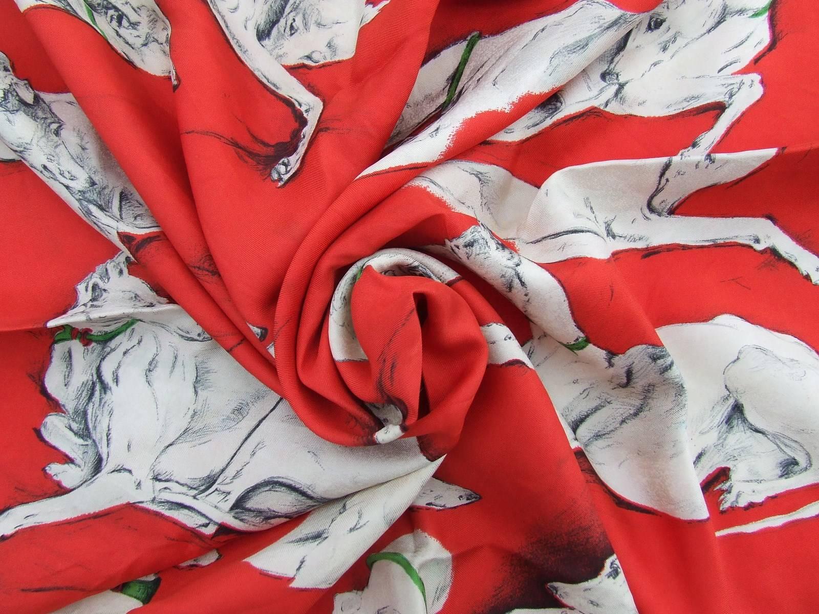 Hermes Silk Scarf Les Levriers Greyhounds De Poret 90 cm 3