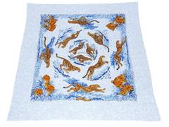 Hermes Cotton Scarf Shawl T-Shirt Guepards Cheetahs Grey 110 cm