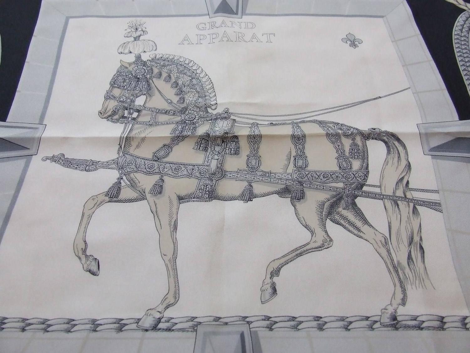 Hermes Vintage Silk Scarf Grand Apparat Horses Jacques Eudel 90 cm at 1stdibs