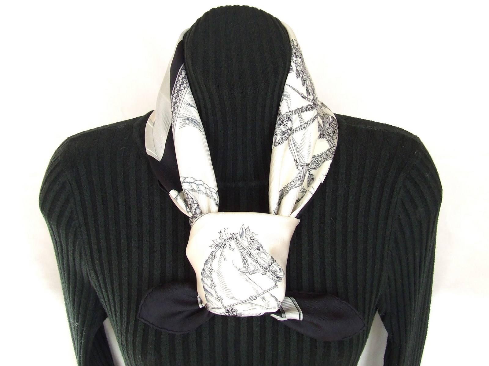 Hermes Vintage Silk Scarf Grand Apparat Horses Jacques Eudel 90 cm 5