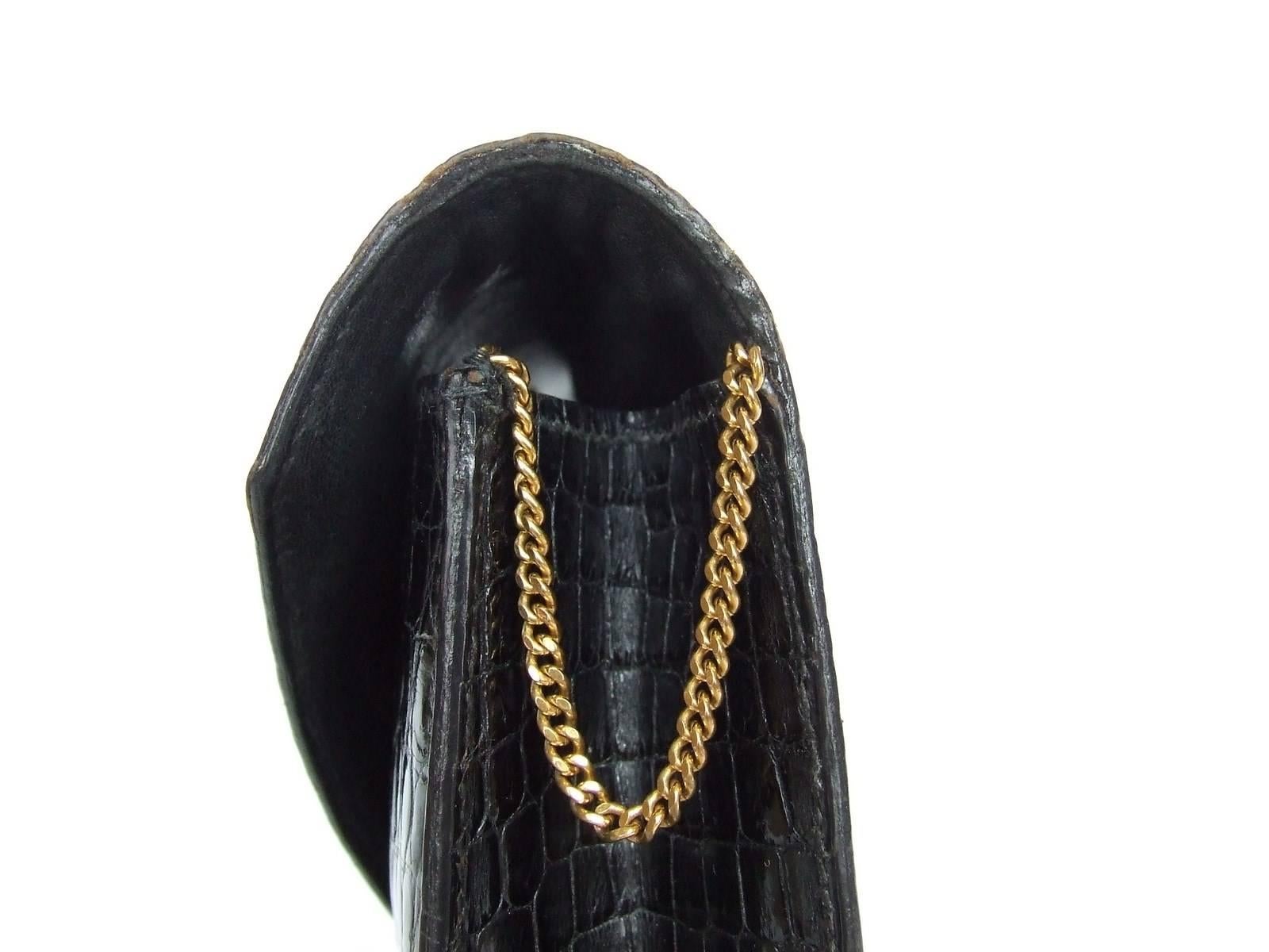Hermès Lydie Bag Clutch 2-Wege Black Shiny Crocodile Ghw New Shoulder Strap 4
