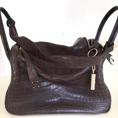 Hermes Lindy Handbag Brown Crocodile Niloticus PHW 30 cm