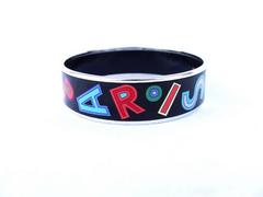 Hermes Emaille bedrucktes Armband Tohu Bohu Schwarz PHW Größe 65