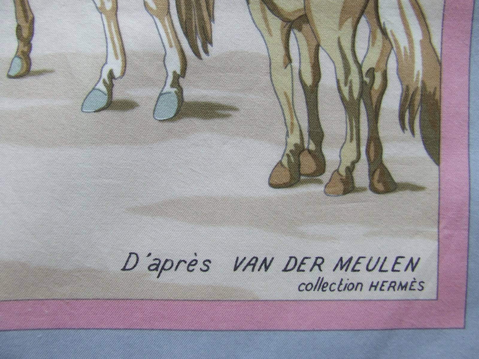 Hermes Cotton Scarf Chevaux D Apres Van Der Meulen Horses RARE 2