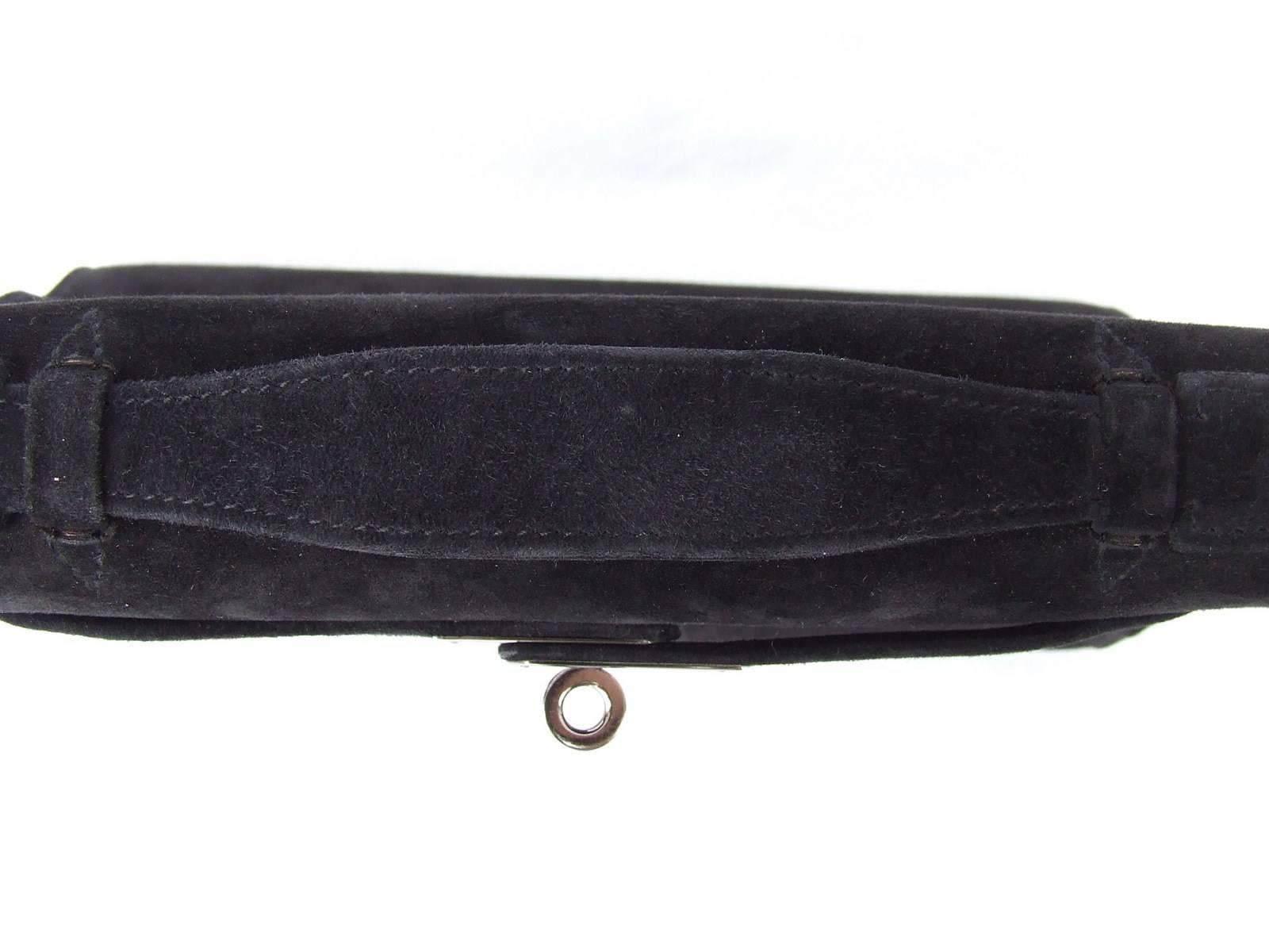 Hermes Kelly Pochette Handbag Black Doblis Suede Plus Eraser In Excellent Condition In Corcoué Sur Logne, Loire-Atlantique