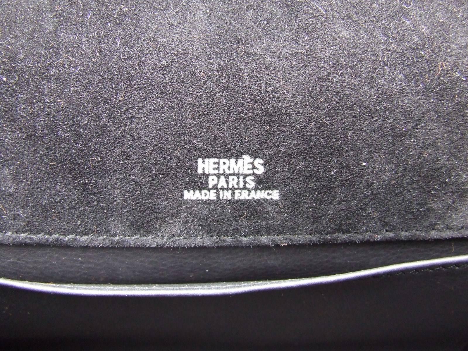 Hermes Kelly Pochette Handbag Black Doblis Suede Plus Eraser 1