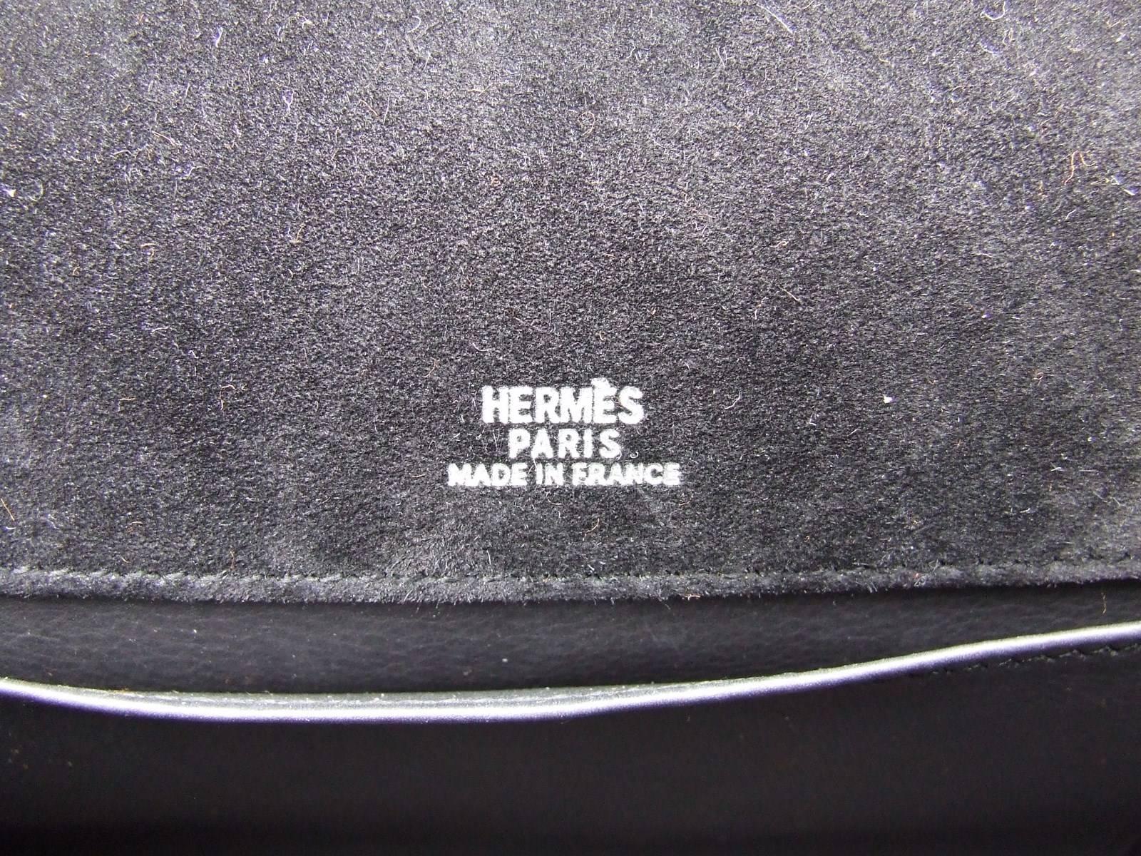Women's Hermes Kelly Pochette Handbag Black Doblis Suede Plus Eraser