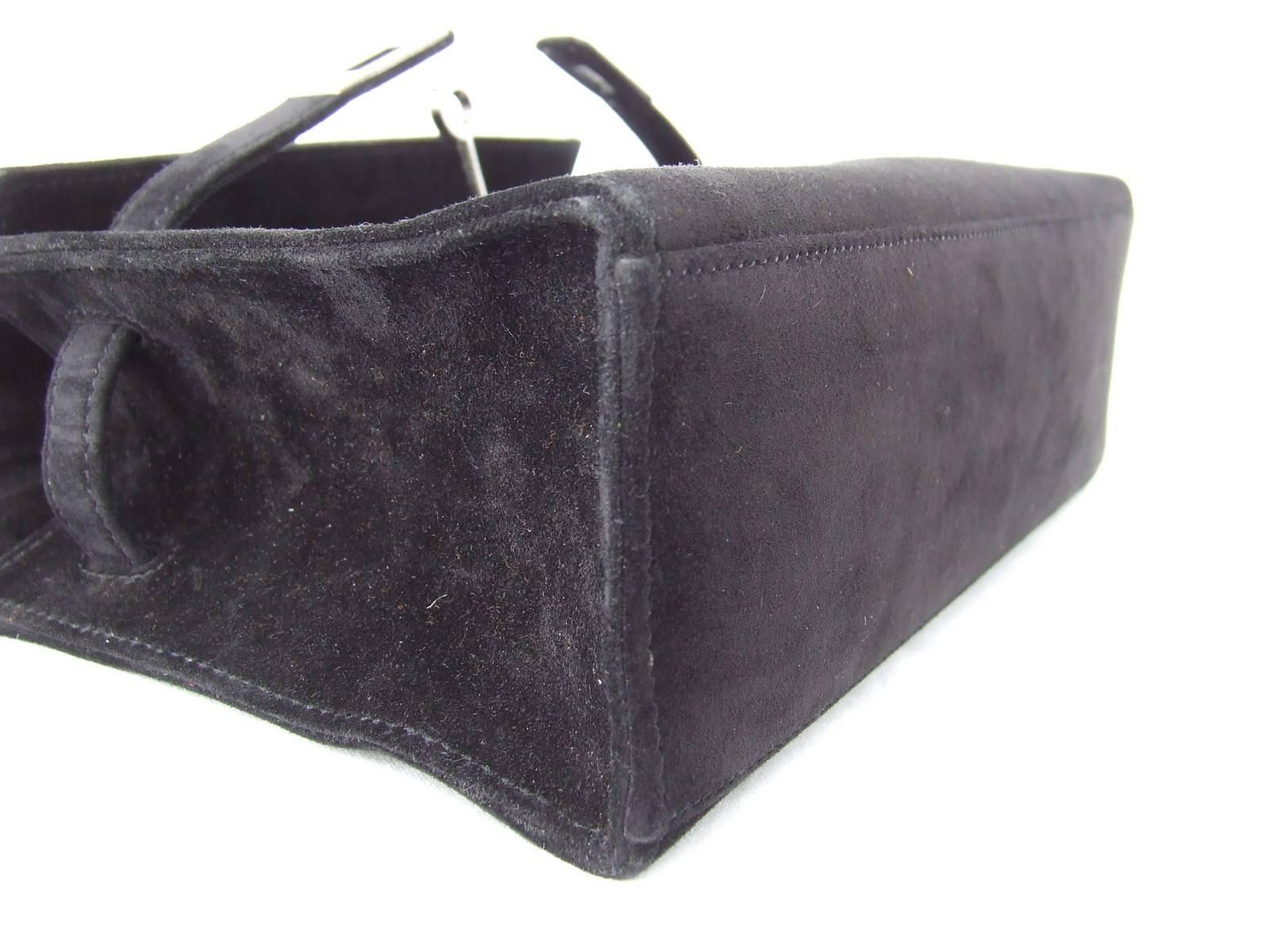 Hermes Kelly Pochette Handbag Black Doblis Suede Plus Eraser 5