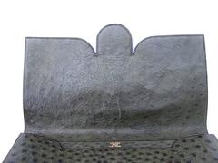 Hermes Briefcase Attache Clutch Pochette Olive Green Ostrich RARE