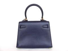Hermes Mini Kelly Sellier 20 cm Handbag Blue Gold Hdw RARE