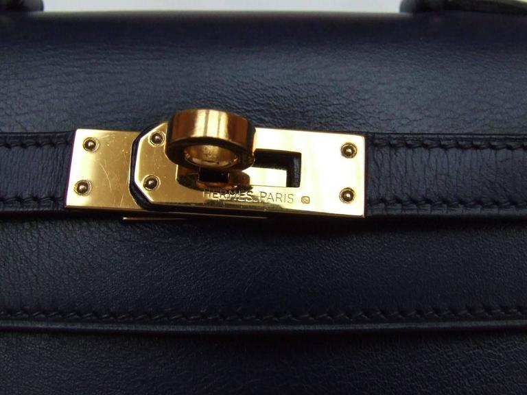 Hermes Mini Kelly Sellier 20 cm Handbag Blue Gold Hdw RARE at 1stDibs