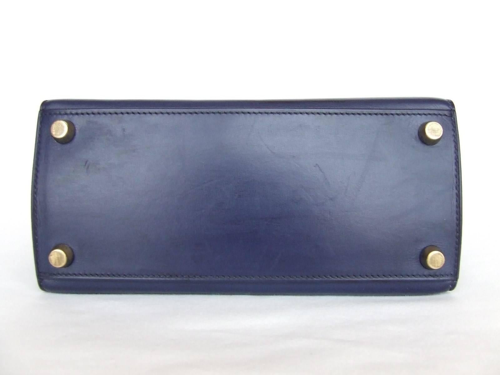 Women's Hermes Mini Kelly Sellier 20 cm Handbag Blue Gold Hdw RARE