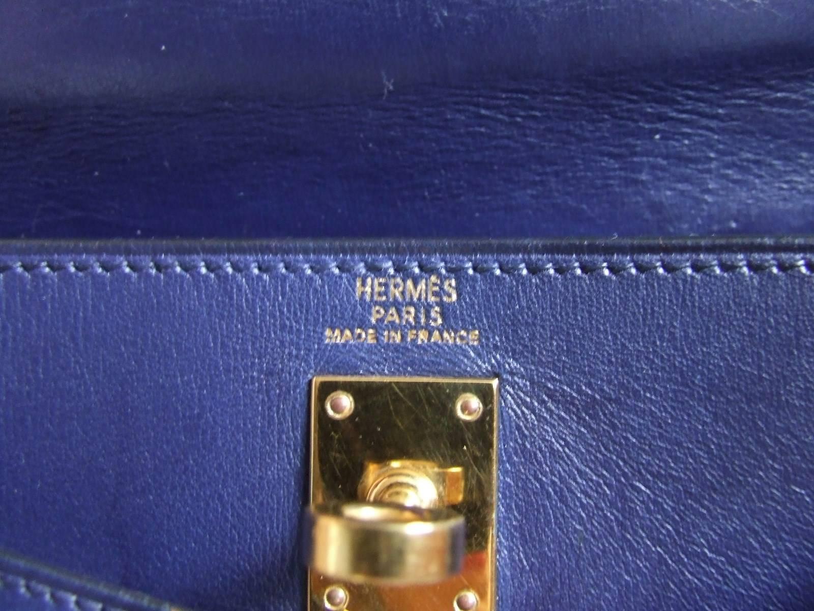 Hermes Mini Kelly Sellier 20 cm Handbag Blue Gold Hdw RARE 4