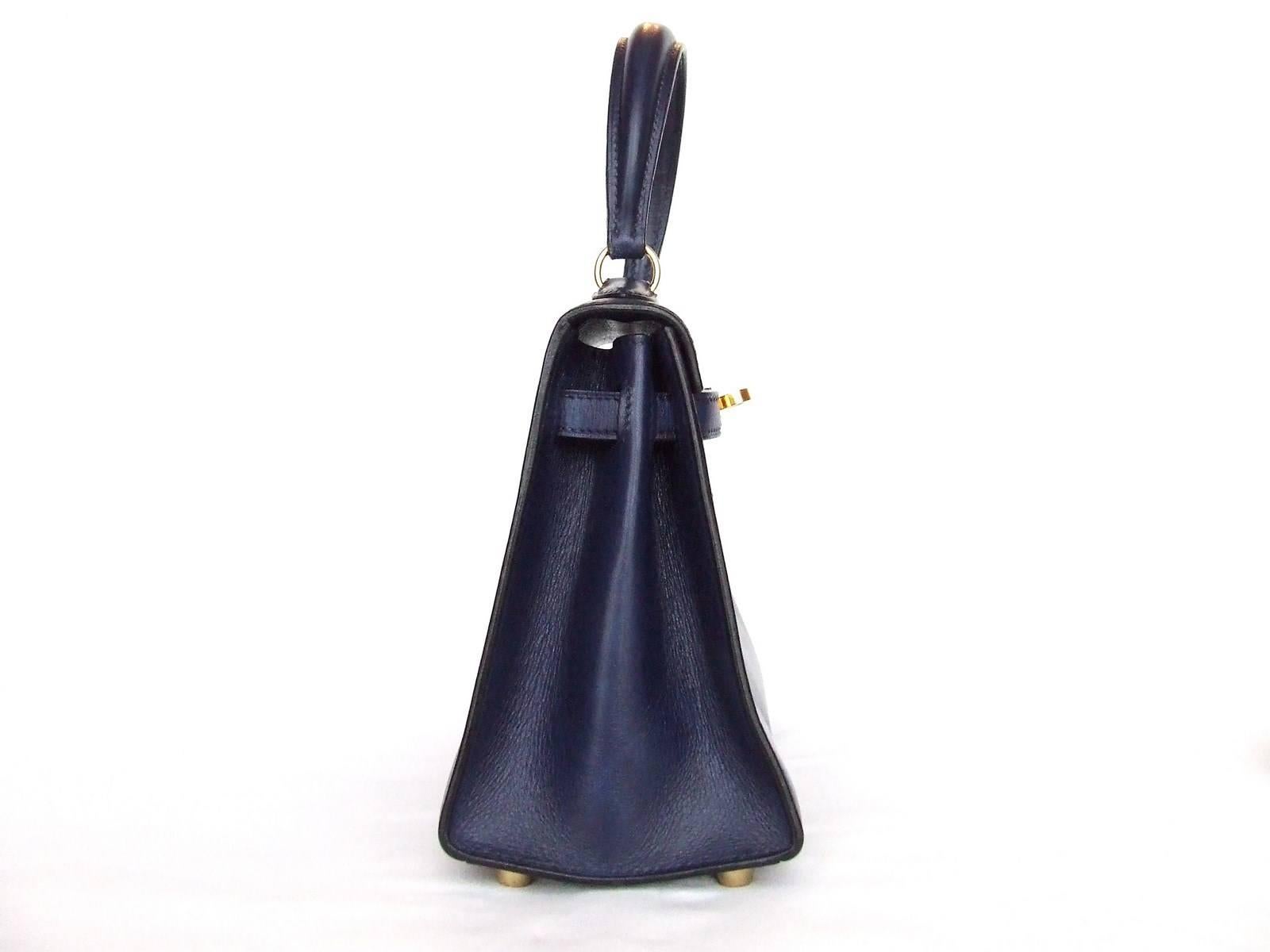 Hermes Mini Kelly Sellier 20 cm Handbag Blue Gold Hdw RARE 4