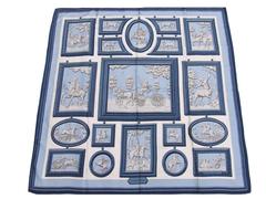 Hermes Vintage Silk Scarf WEDGWOOD by Ledoux Blue White 90 cm