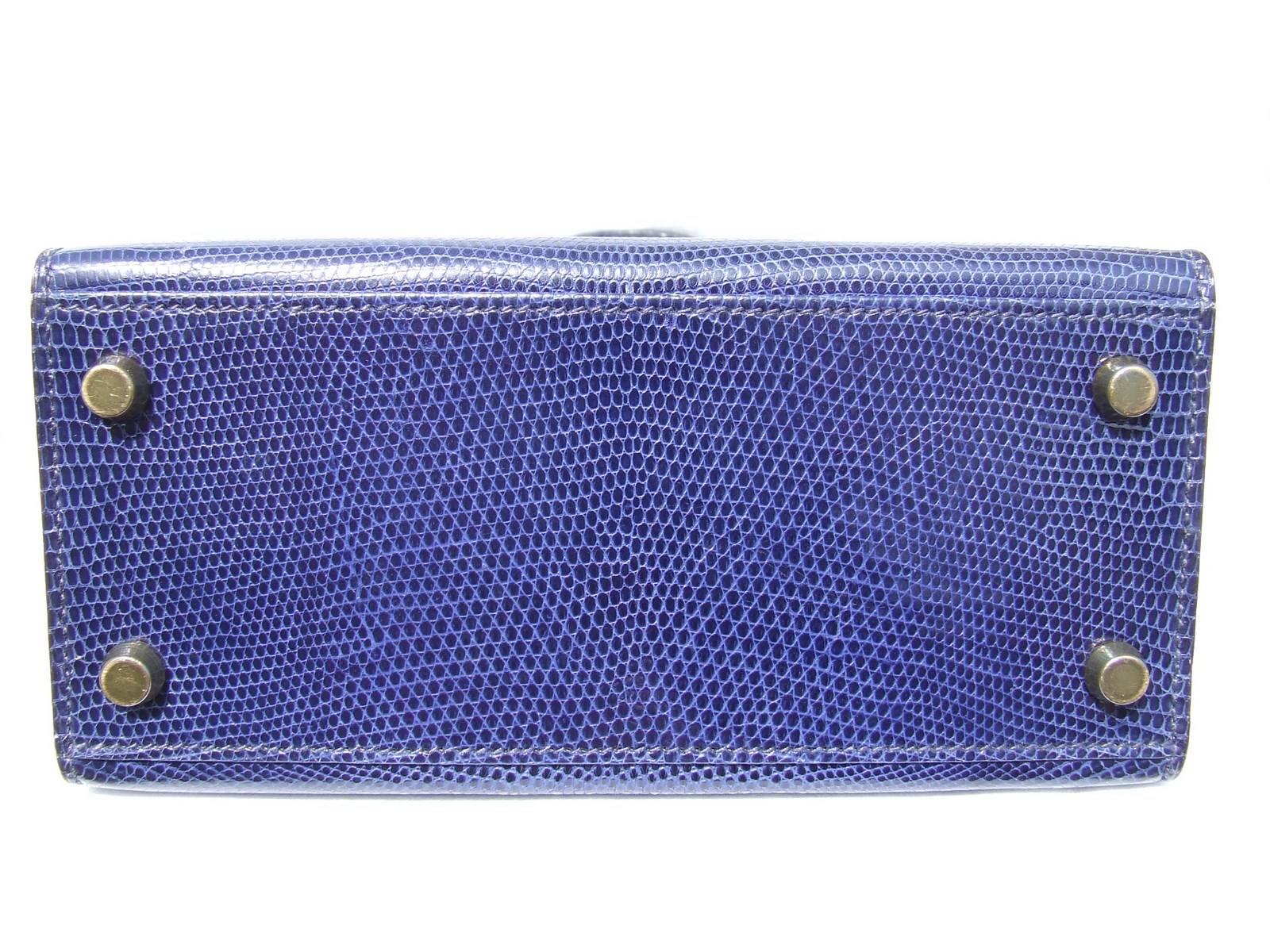 Purple Exceptional Hermes Mini Kelly 20 cm Bag 3 ways Blue Lizard Gold Hdw
