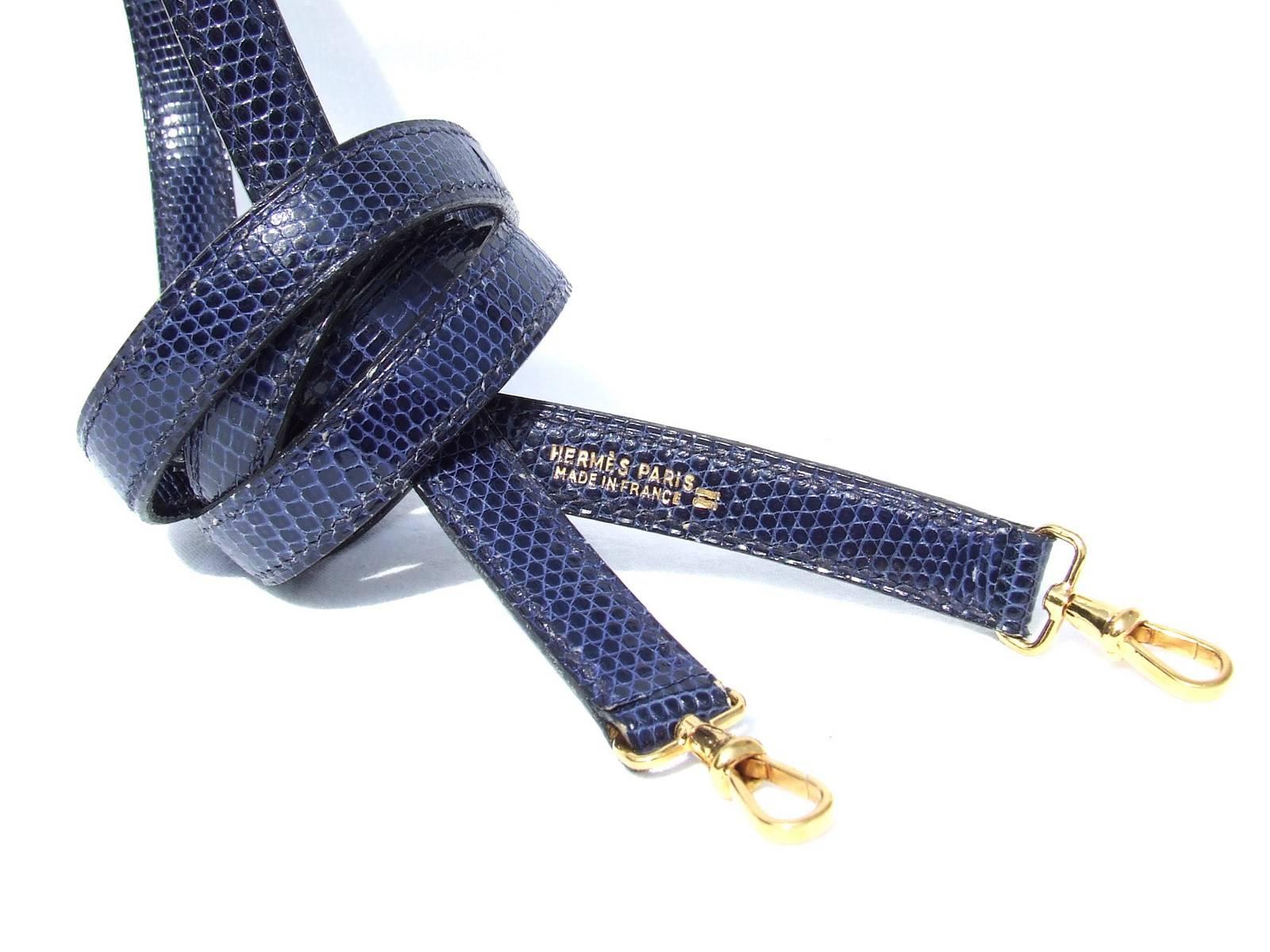 Women's Exceptional Hermes Mini Kelly 20 cm Bag 3 ways Blue Lizard Gold Hdw
