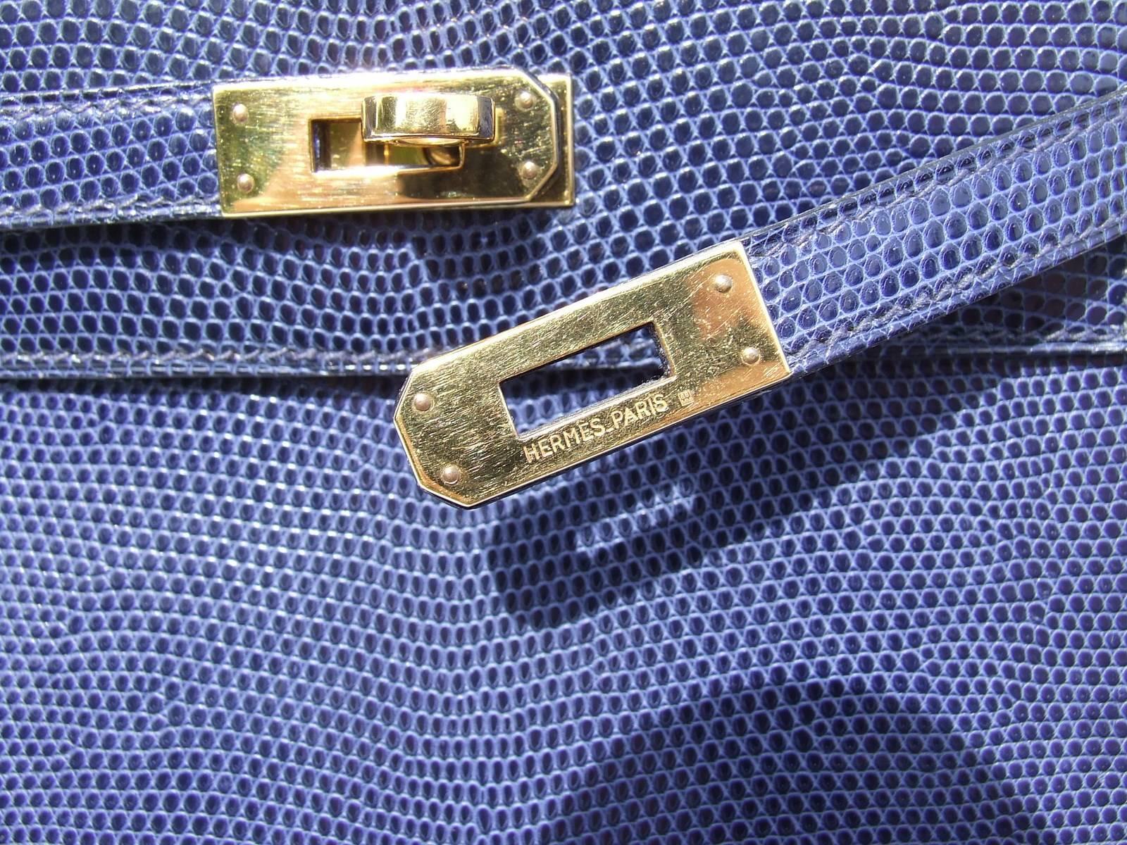 Exceptional Hermes Mini Kelly 20 cm Bag 3 ways Blue Lizard Gold Hdw 1