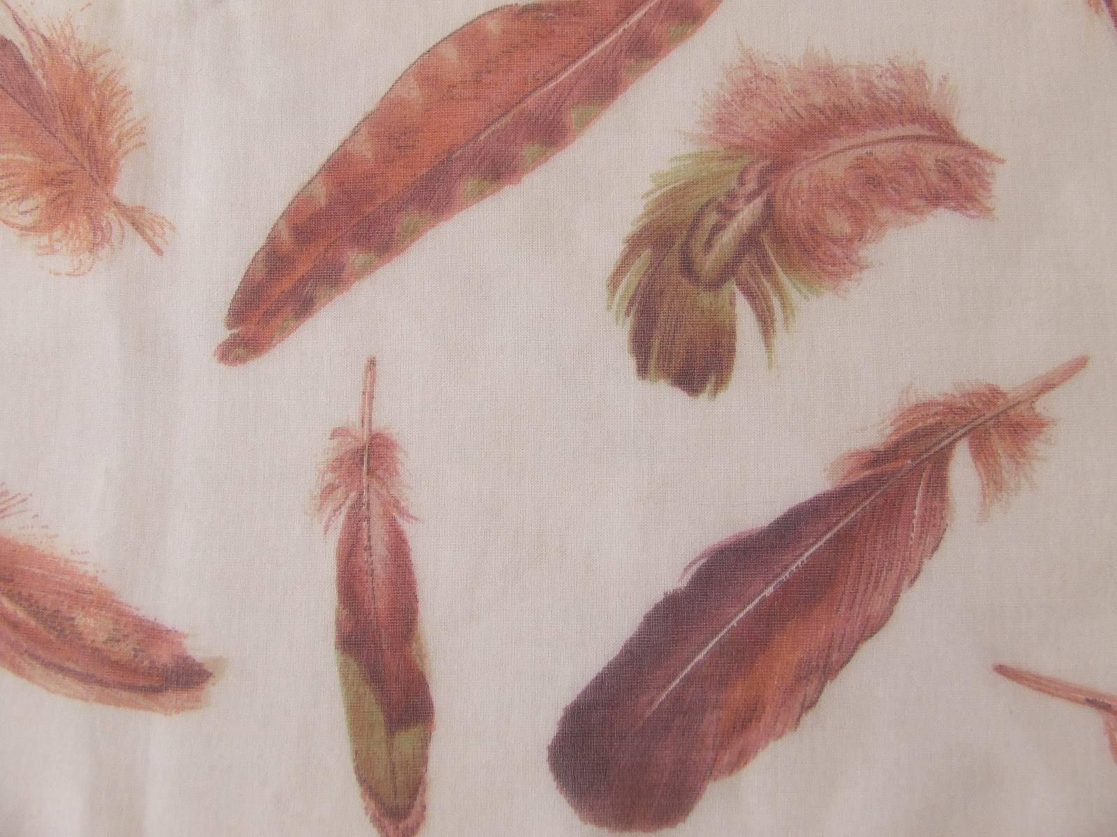 Women's Hermes Chiffon Mousseline Silk Scarf Les Plumes Feathers Linares Pink 90 cm