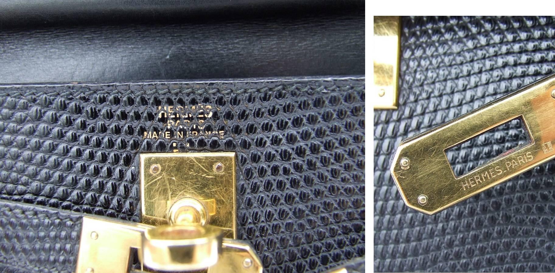 Exceptional Hermes Mini Kelly 20 cm Bag 2 Ways Black Lizard GHW RARE 2