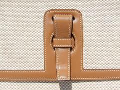 Hermes Toile and Leather Cross Body Bag Canvas RARE