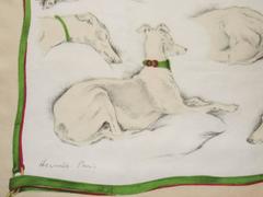 Hermes Silk Scarf Les Levriers Greyhounds De Poret 90 cm Collectible