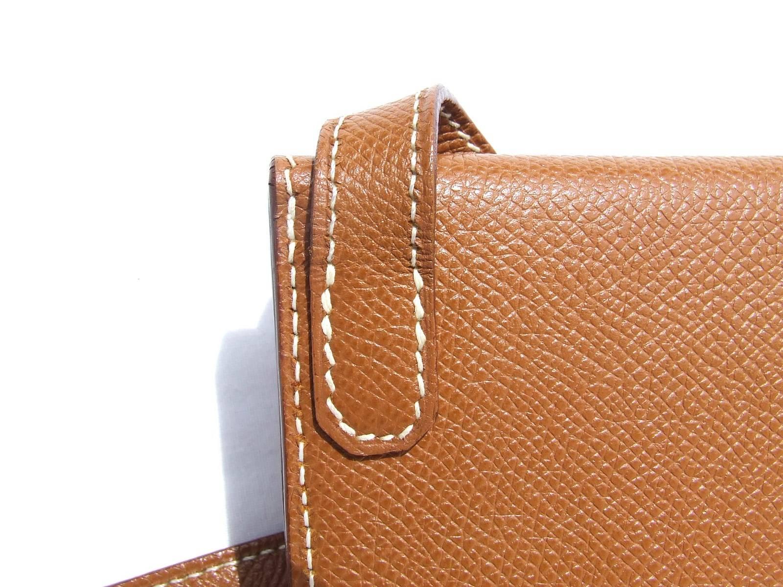 Hermes Pochette Shoulder Bag Cross Body Clutch Gold Epsom Leather  3