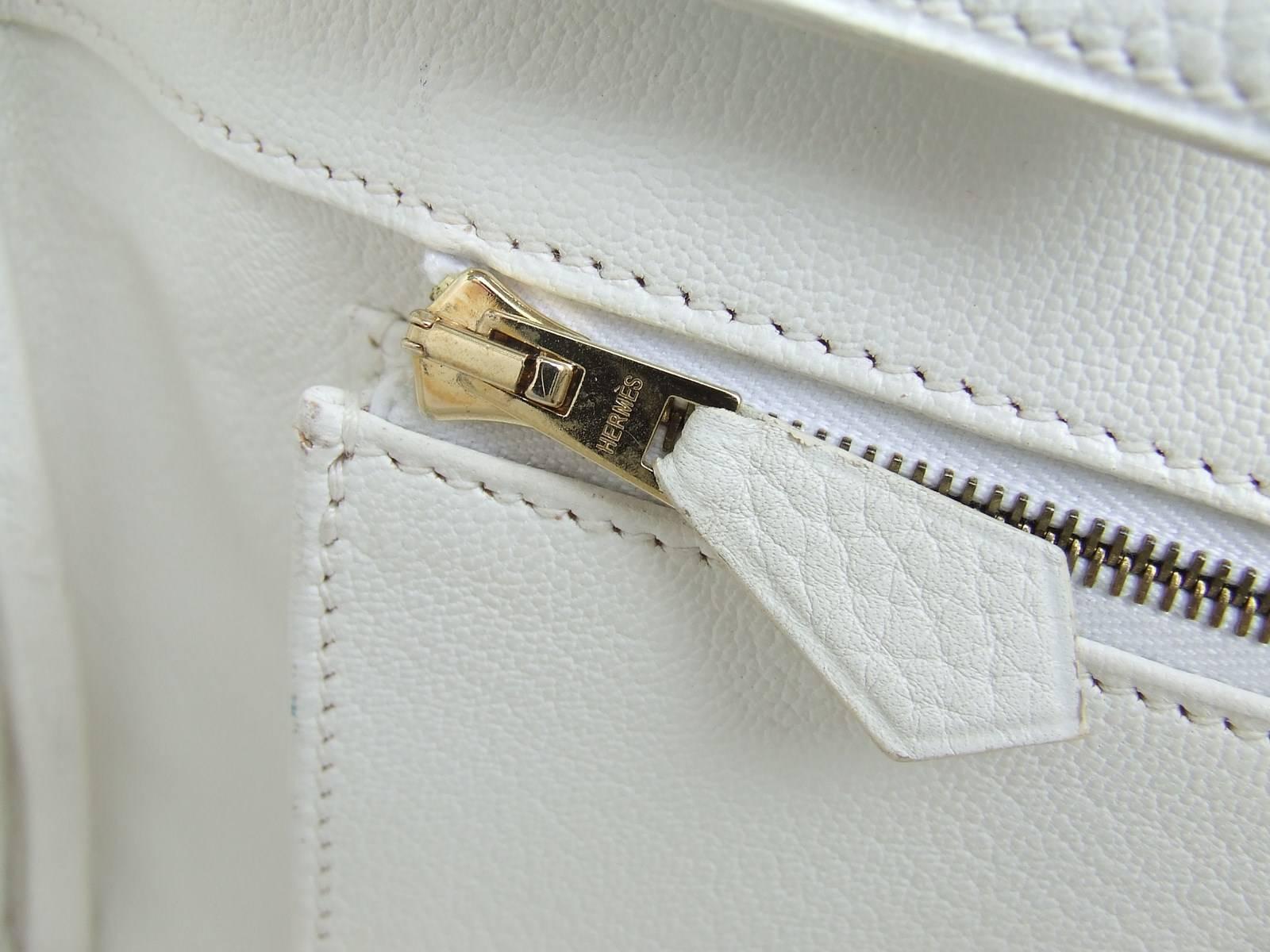 Hermes Birkin 35 Handbag Bi-Matiere White Leather Beige Canvas Gold Hdw 2010 4