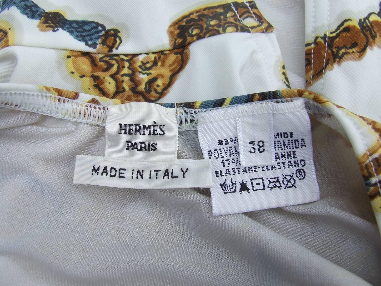 Hermes Asymmetric Swimsuit Les Cles White Size 38 2