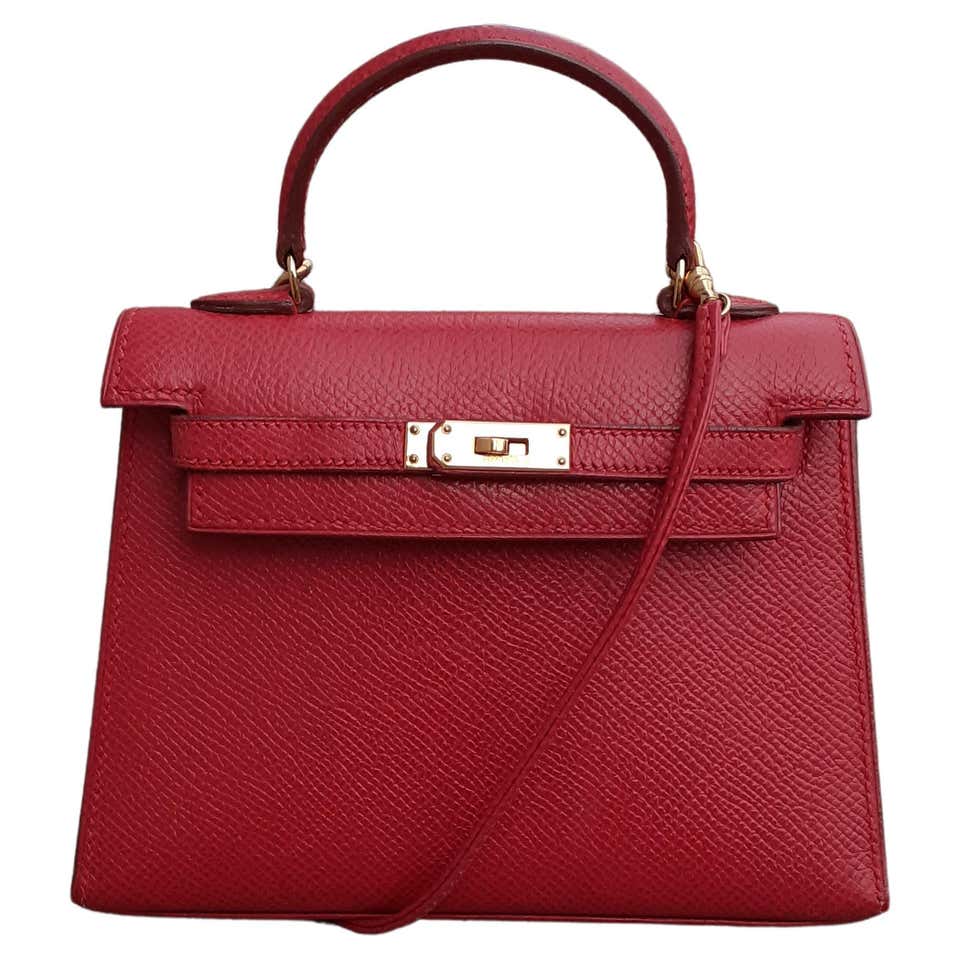 Exceptional Hermès Vintage Mini Kelly Sellier Bag Shiny Red Lizard Gold ...
