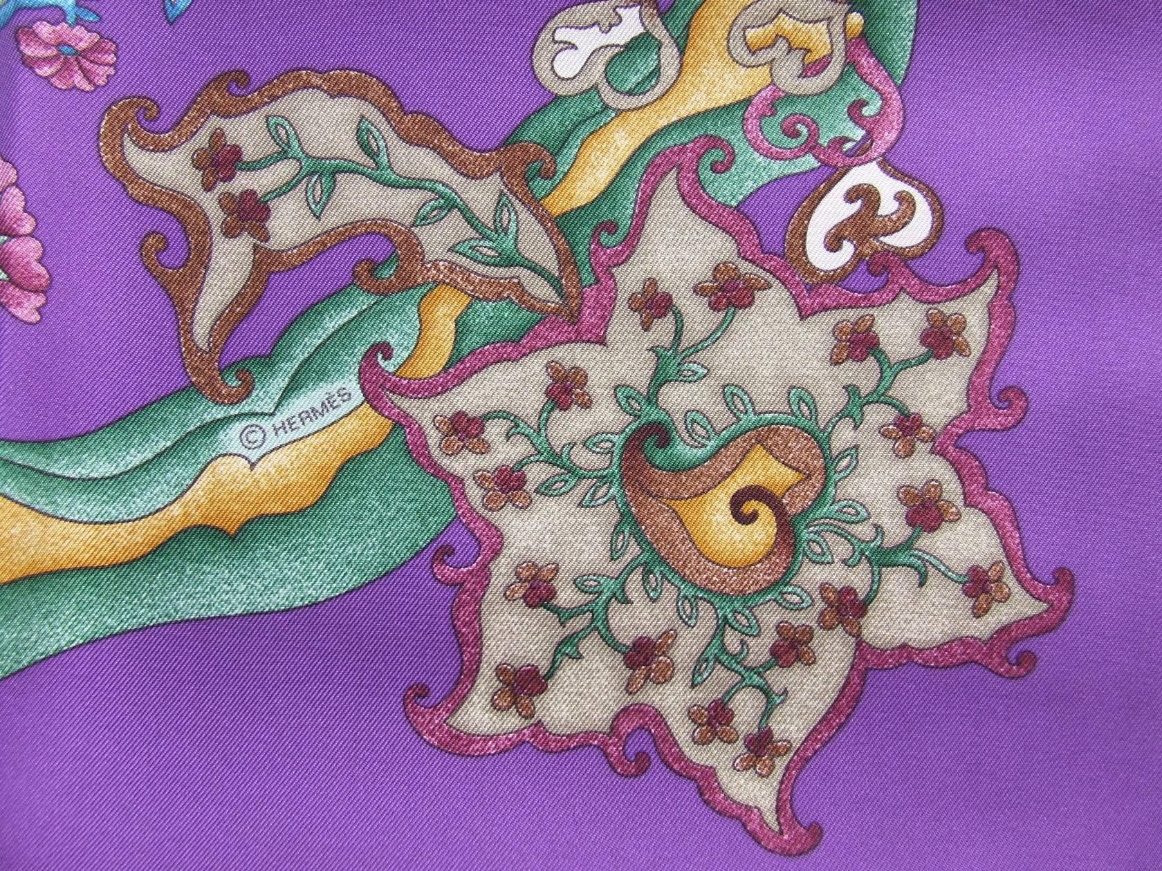 Hermes Silk Scarf De Tout Coeur Swans Purple Zoe Pauwels 90 cm 2