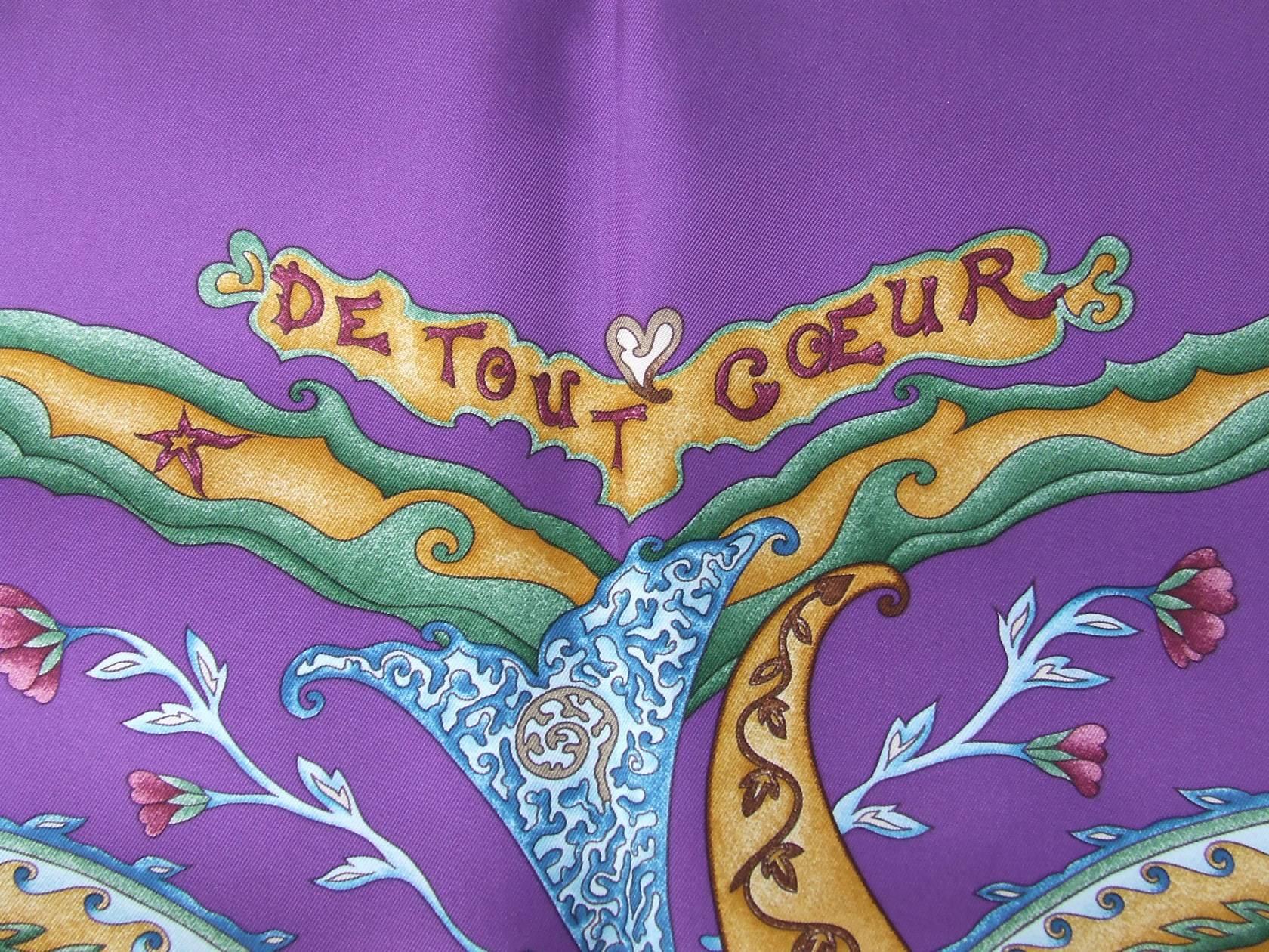 Hermes Silk Scarf De Tout Coeur Swans Purple Zoe Pauwels 90 cm 3