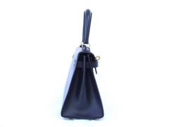 Hermes Mini Kelly 20 cm Sellier Bag Navy Blue Box Golden Hardware RARE