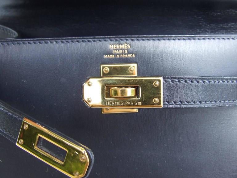 Hermès Vintage Navy Box Kelly 36cm with Gold Hardware – Cris Consignment