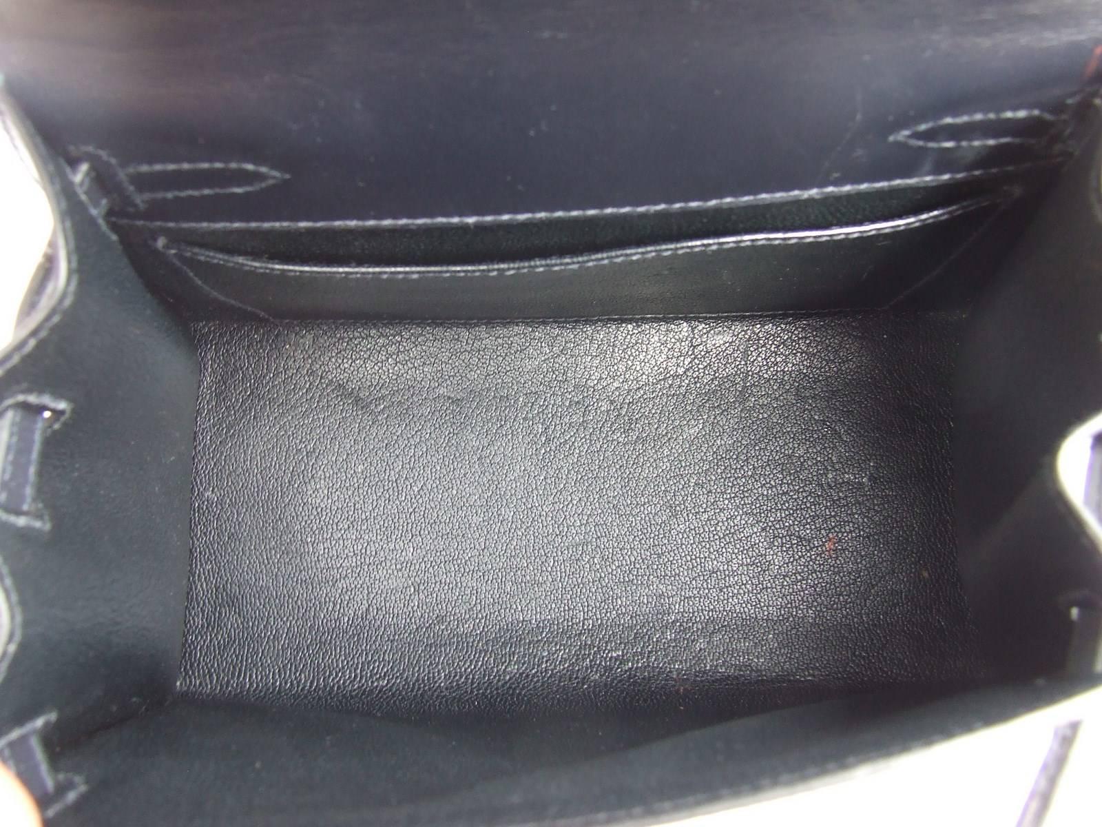 Hermes Mini Kelly 20 cm Sellier Bag Navy Blue Box Golden Hardware RARE 1