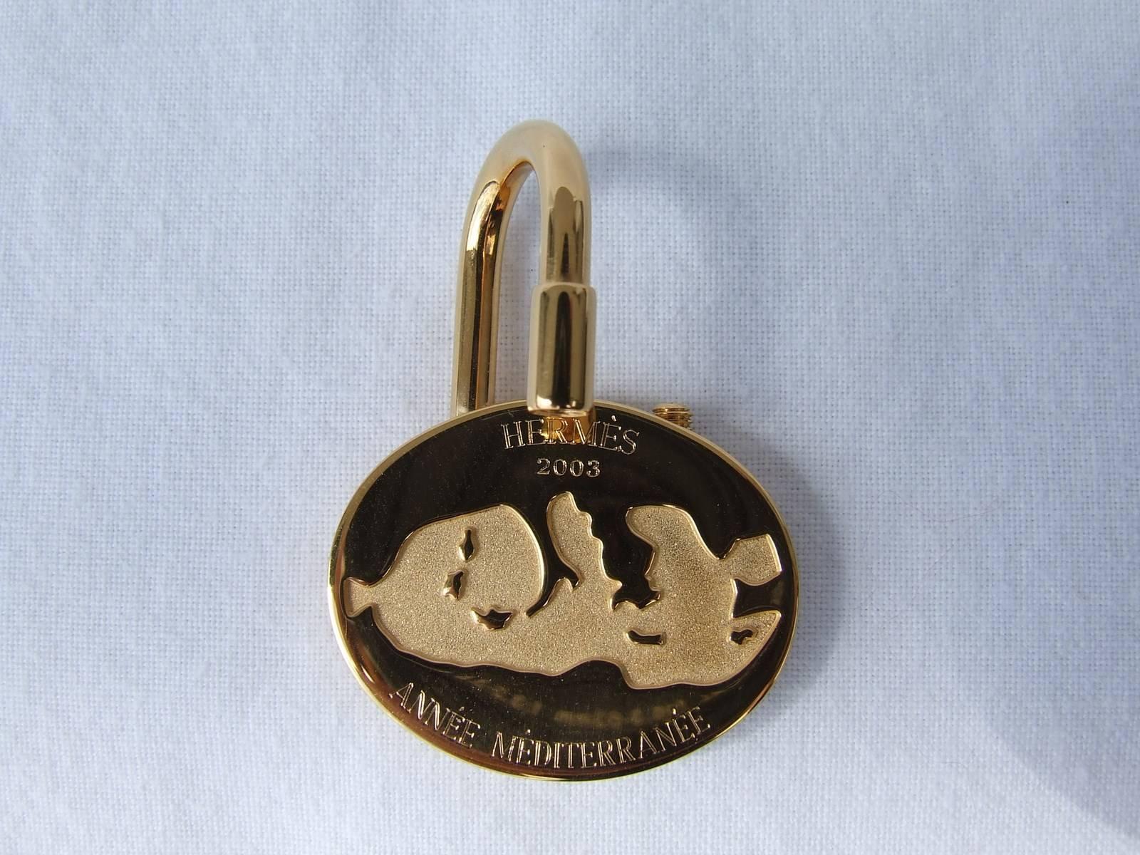 Hermès Golden Padlock Key Ring Key Holder 2003 Year of the Mediterranee 2