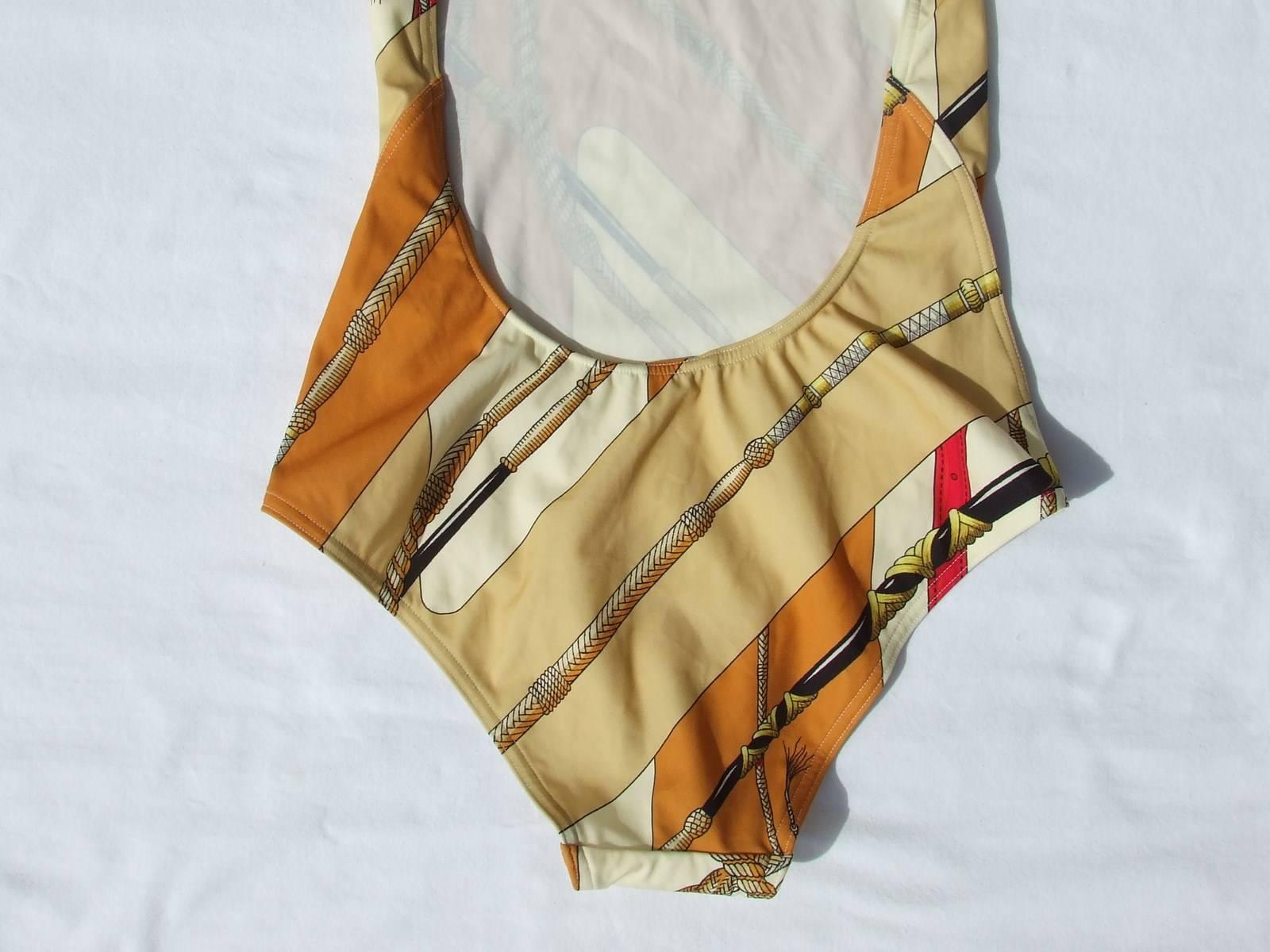 Hermes Halterneck Swimsuit Clic Clac Pattern Orange Size 38 4