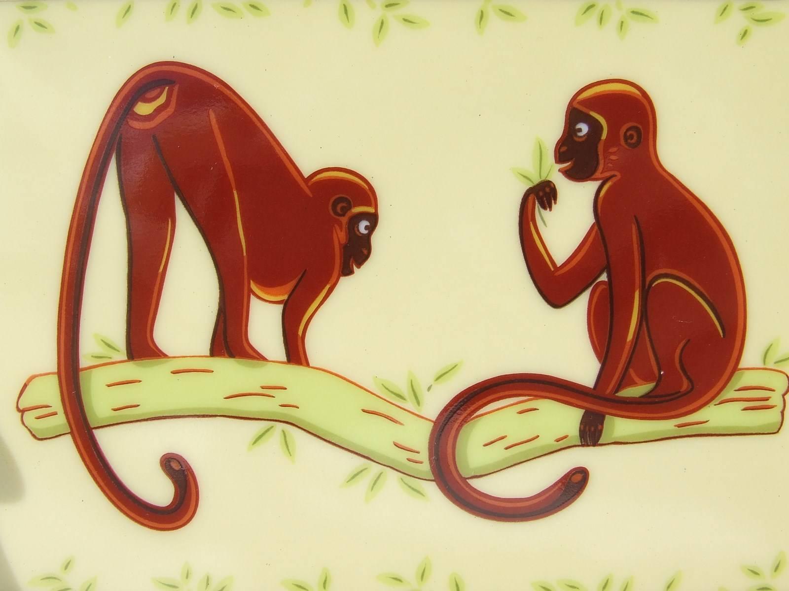 Gorgeous Authentic Hermes Ashtray

Pattern: 2 cute monkeys on a branch in a bamboo decor

Made in France

Made of Printed Limoges Porcelain

Colorways: Pale Yellow Background, Brown Monkeys, Green and Brown bamboo, Golden Border. 

