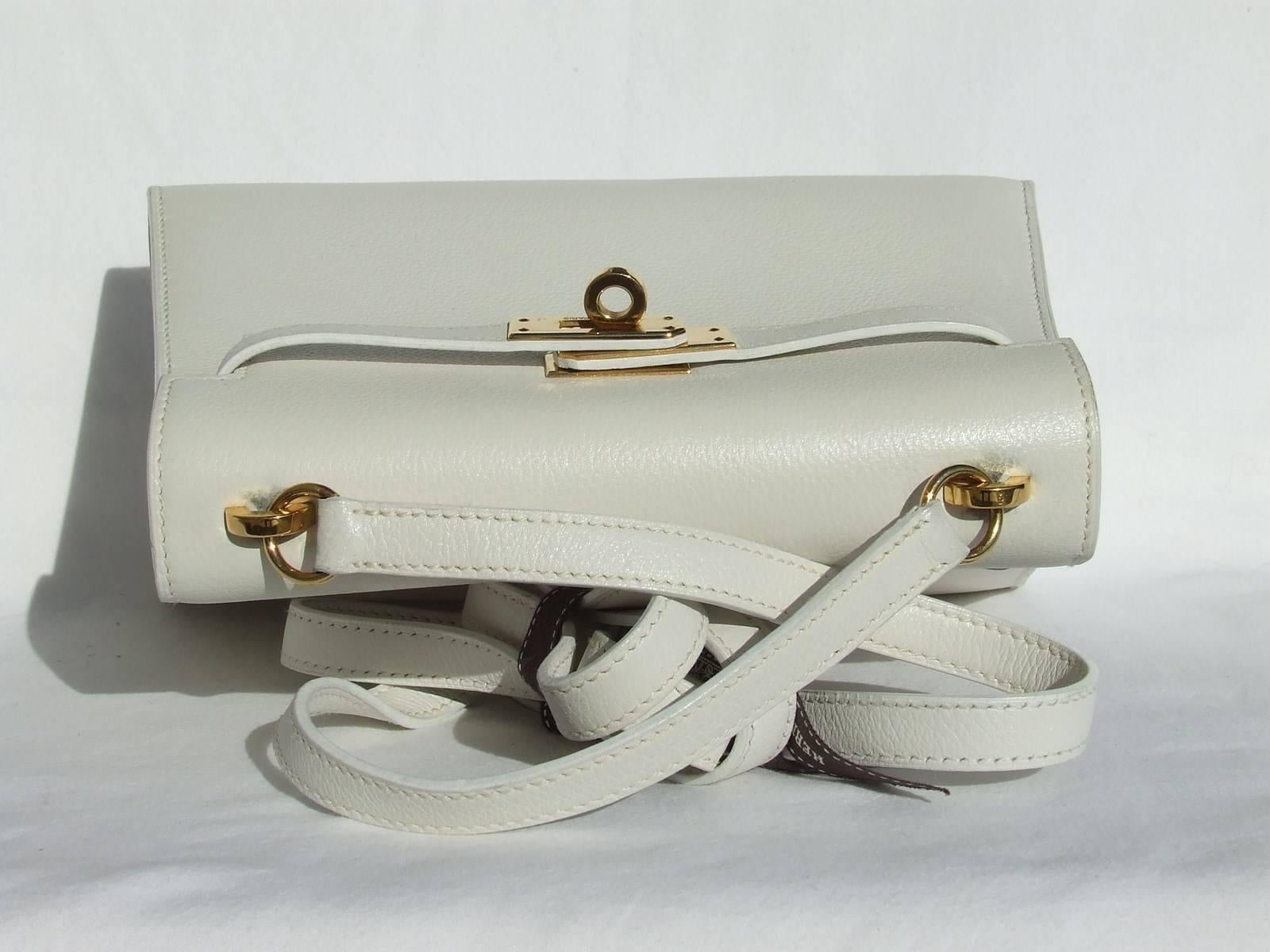 Hermès Vintage Mini Kelly Bag Sellier White Leather Gold Hdw 20 cm RARE 1