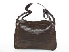 Exceptionnal Hermes Lindy Handbag Brown Matte Crocodile Niloticus PHW 30 cm