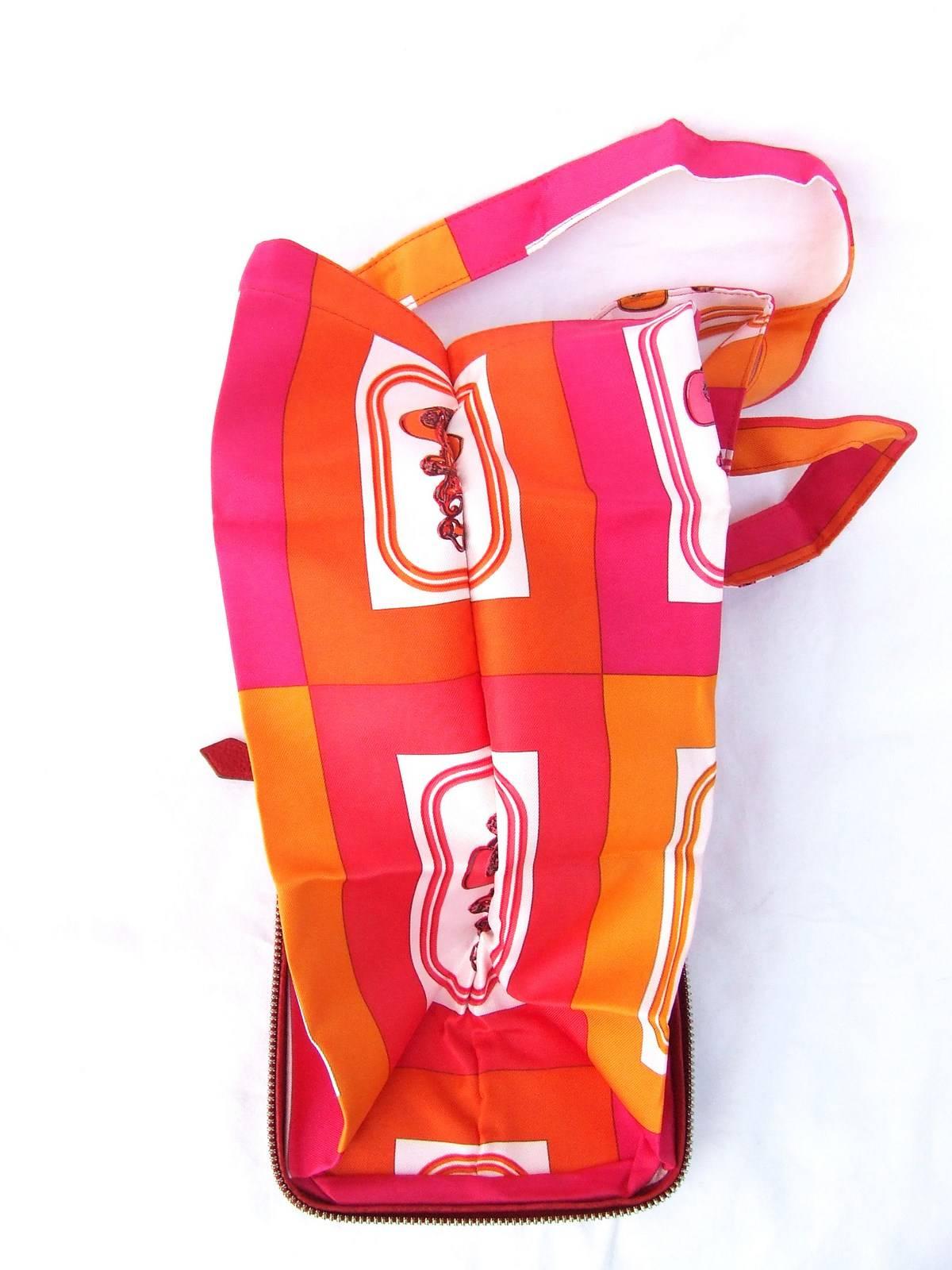 Women's Hermès Mini Brides de Gala Silkypop Tote Shopper Bag Pink Orange Silk