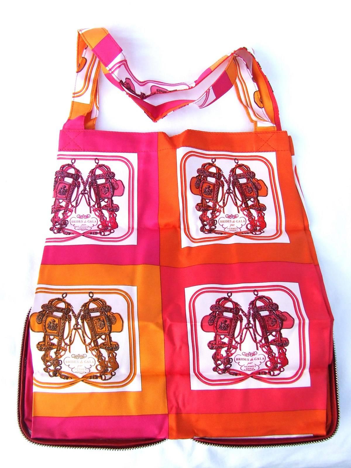 Hermès Mini Brides de Gala Silkypop Tote Shopper Bag Pink Orange Silk 5