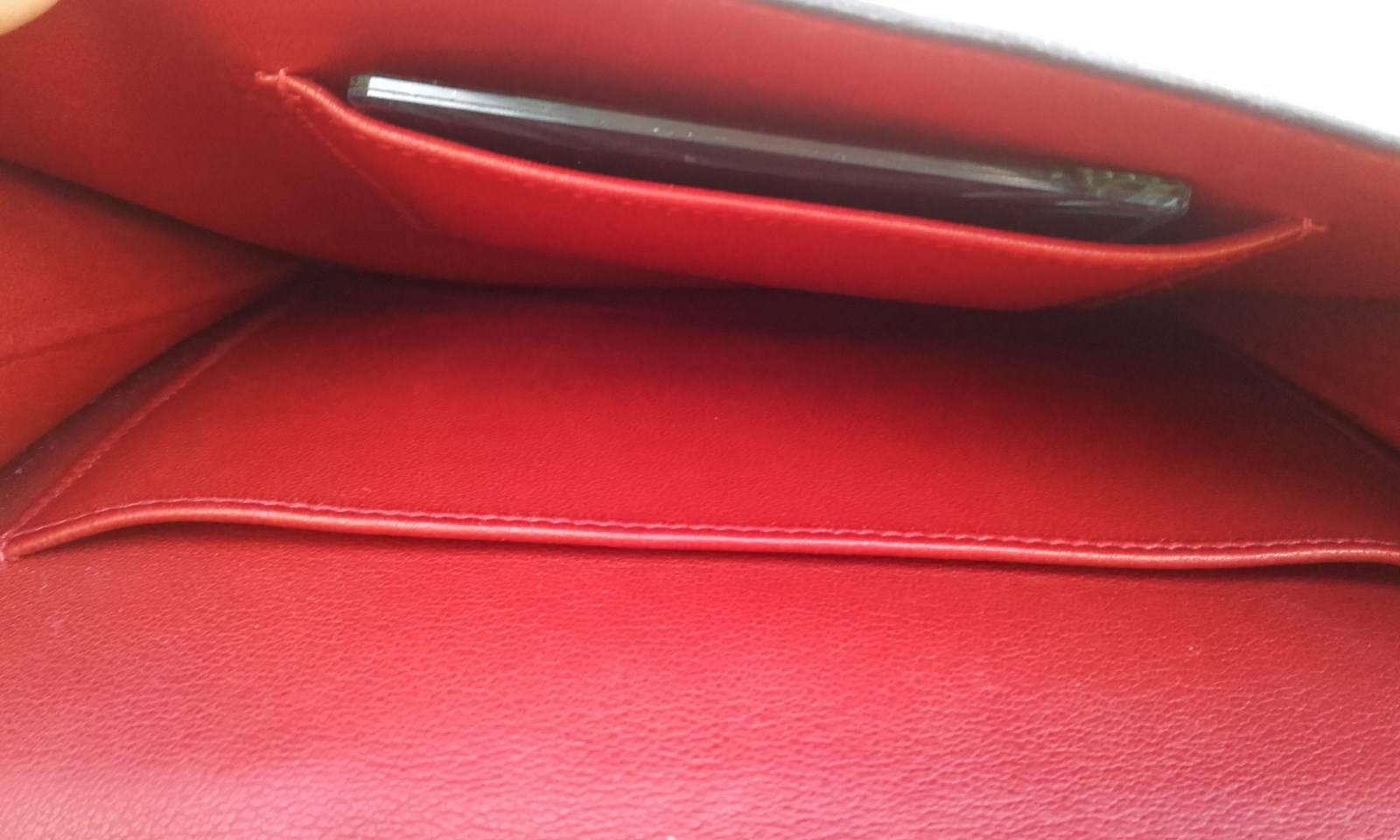 Rare Hermes Marigny Bag Clutch Envelope 3 ways Red Lizard Gold Hdw + Mirror 4