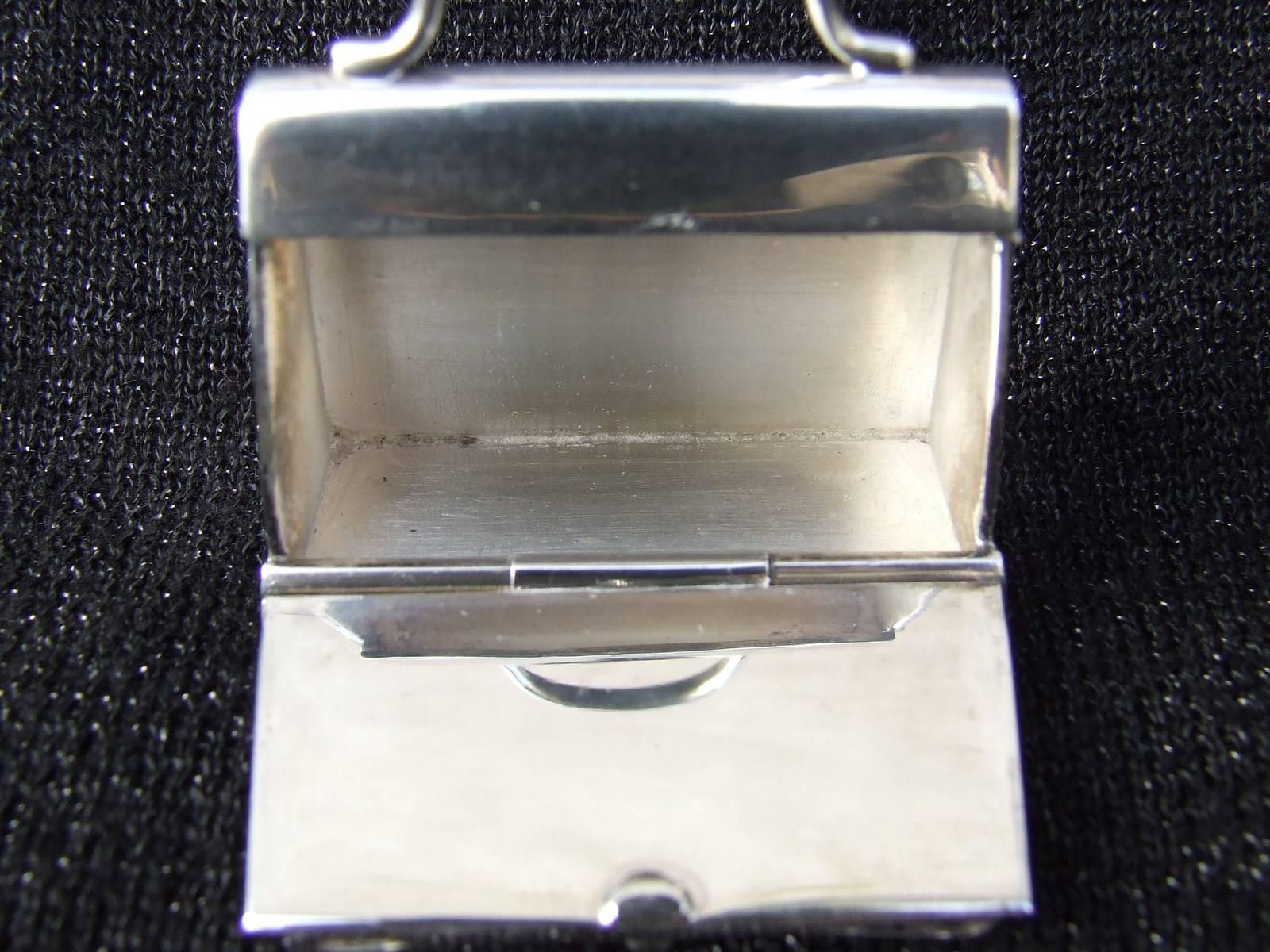 Hermes Mini Kelly Bag Pill Box Pill Container Mirror in Silver RARE 3