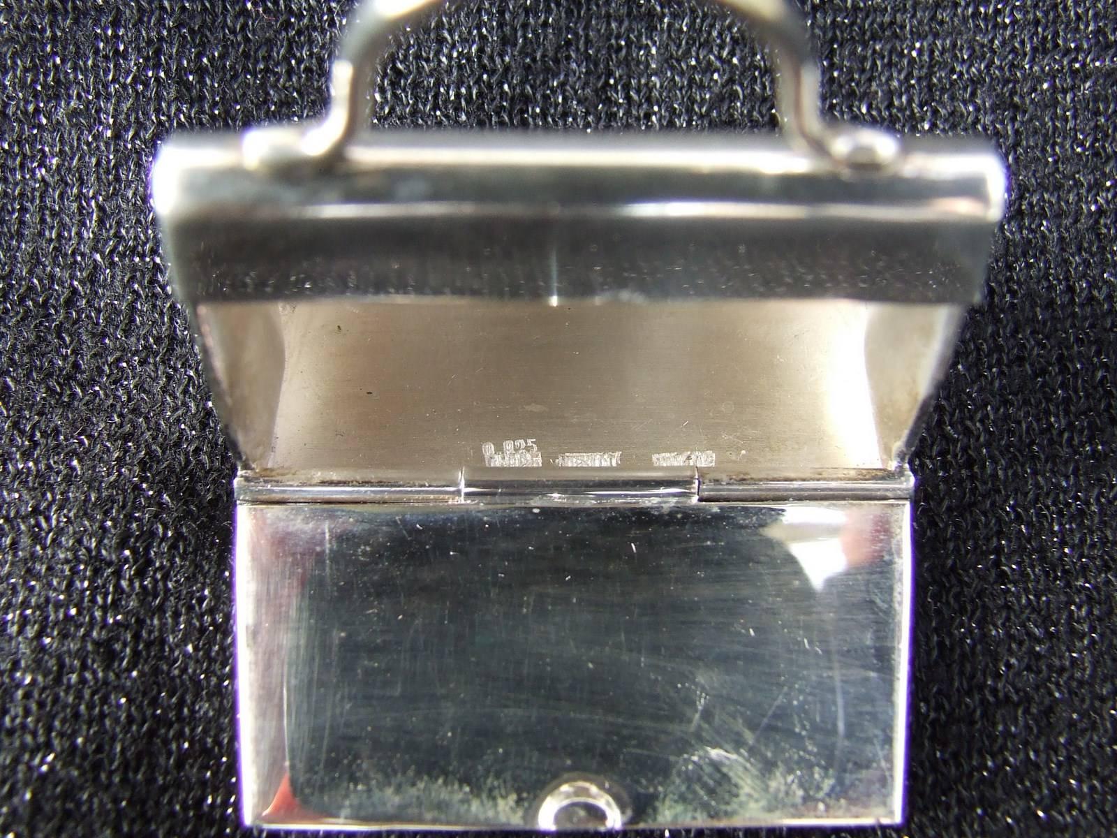 Hermes Mini Kelly Bag Pill Box Pill Container Mirror in Silver RARE 4