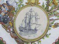 Rare Vintage Hermes Silk Scarf Vieille Marine Old Navy Ledoux 1970 90 cm