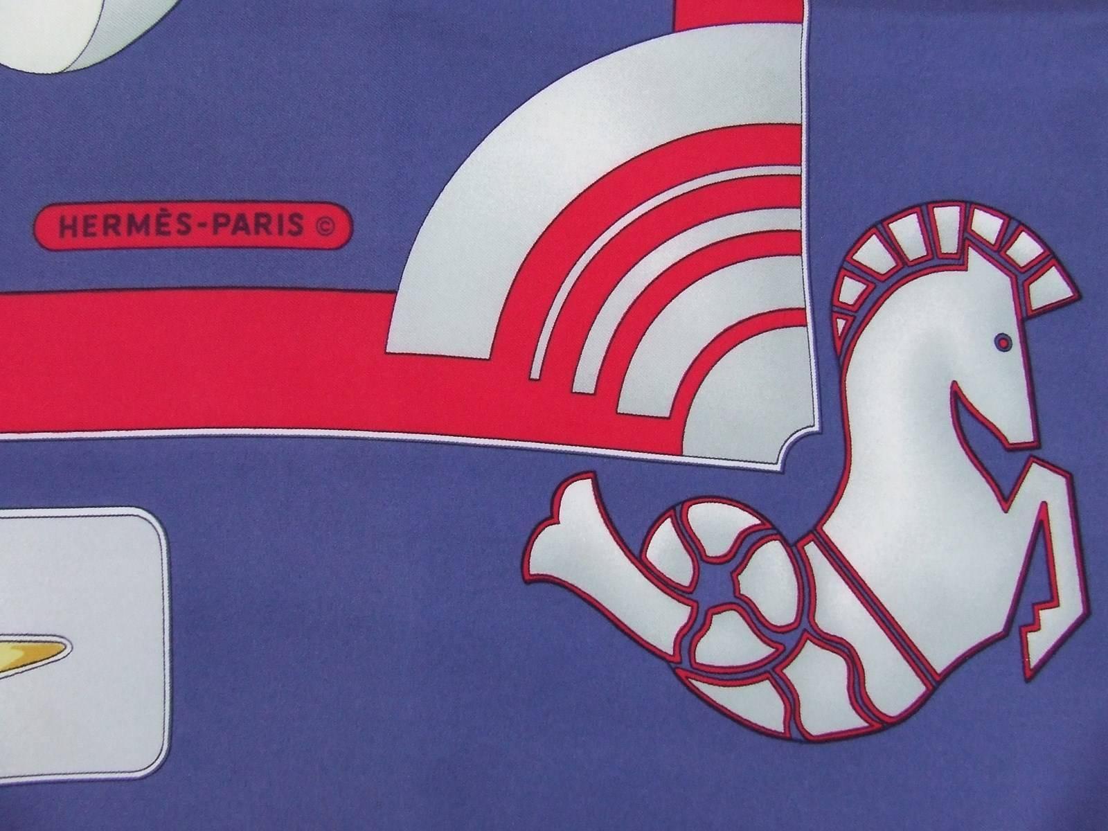 Purple Hermès Silk Scarf Air France Limited Edition Sold in Planes only 1962 2A