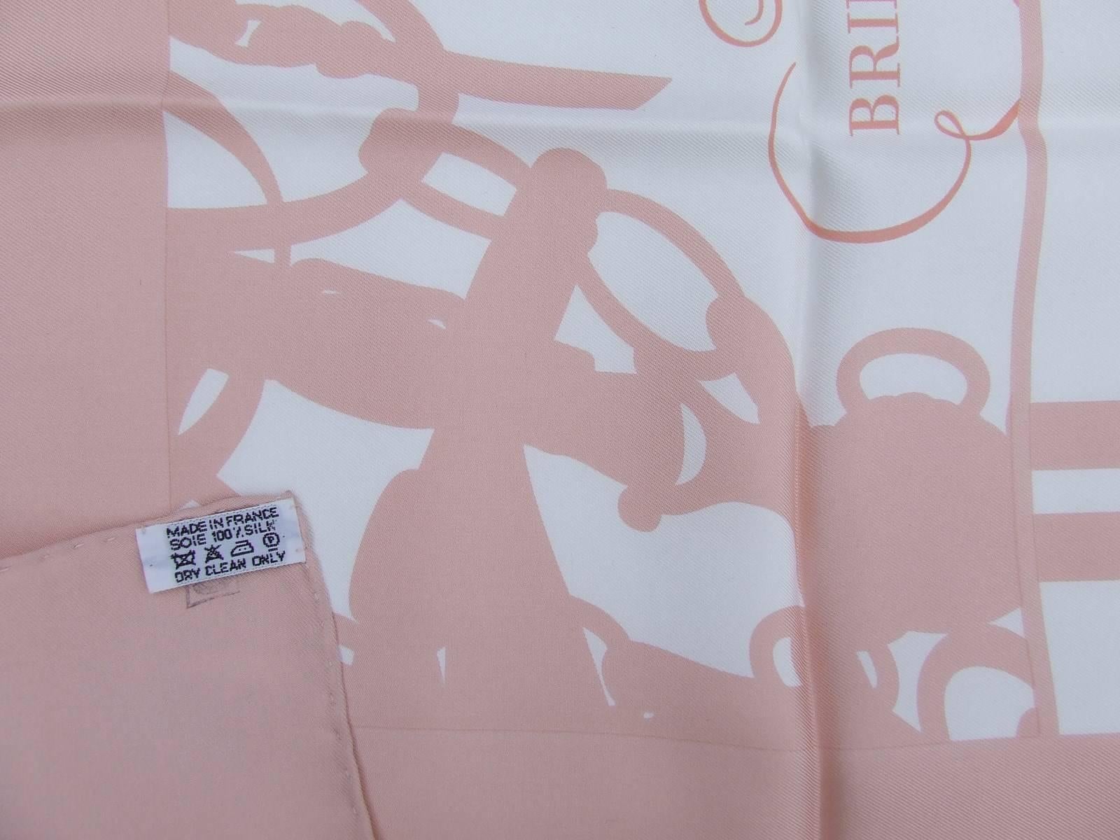 Hermes Silk Scarf Brides De Gala En Desordre Diatkine White Pink 90 cm 1